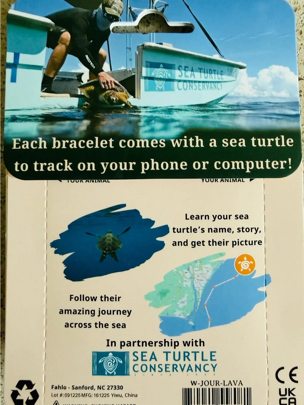 Volcom blue and teal sea turtle conservation packaging